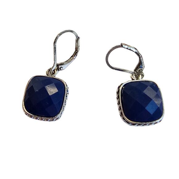 Napier Jewelry Lot 2 Necklaces 1 Pair Earrings Silver Blue Green Metal Beaded - Picture 9 of 12